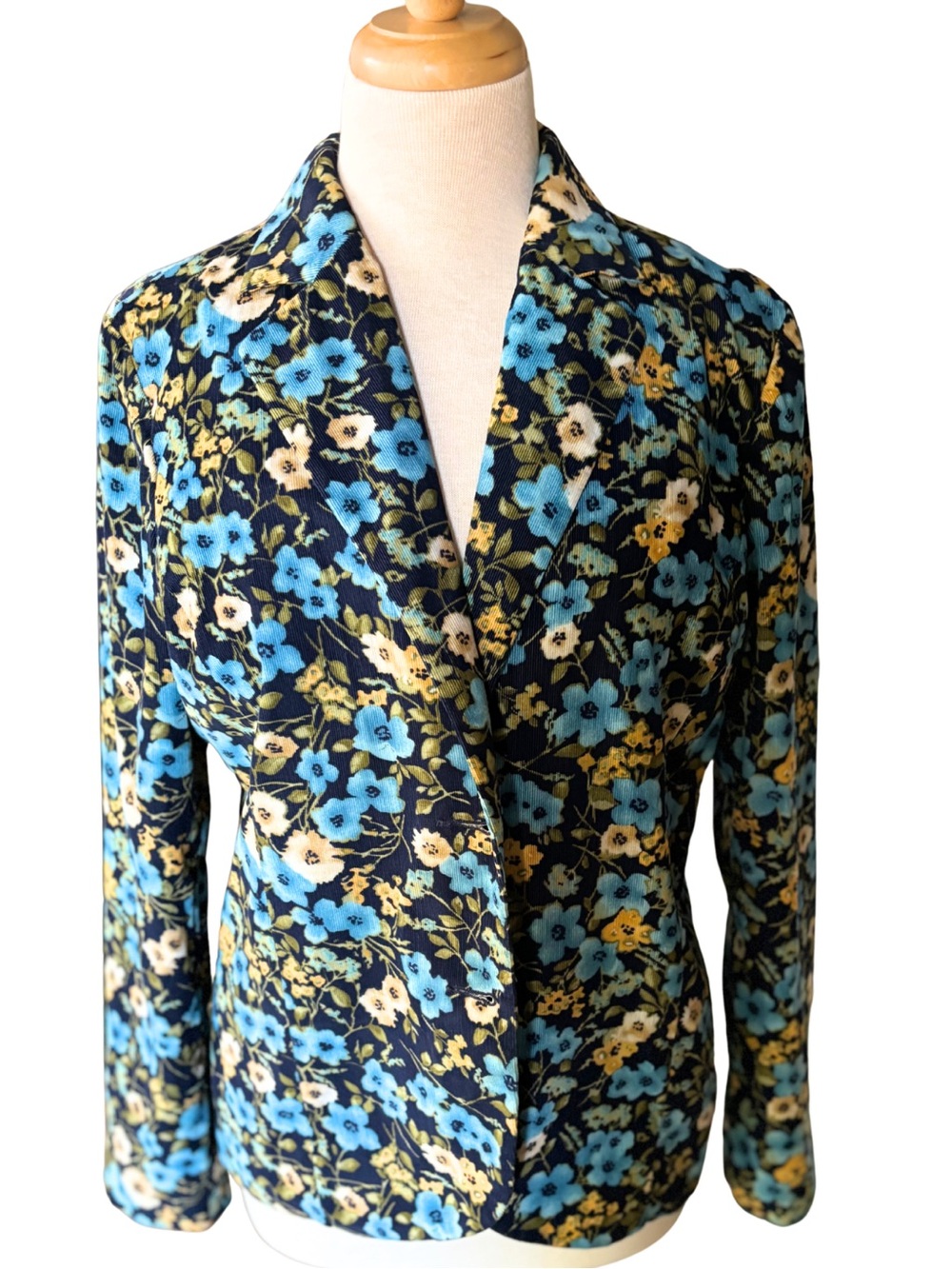 First Issue Liz Claiborne Floral Corduroy Blazer Jacket Large Cottagecore